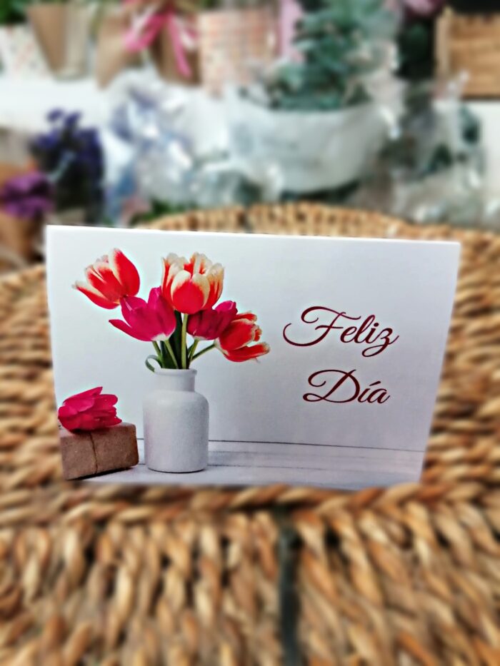 Tarjeta regalo tulipanes para mamá